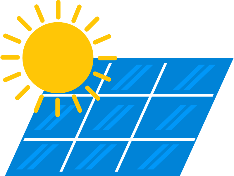 Illustrazione con pannello fotovoltaico e sole
