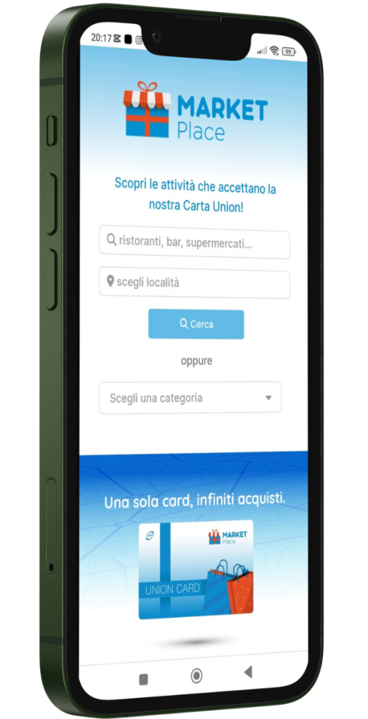 Smartphone con interfaccia Union Marketplace